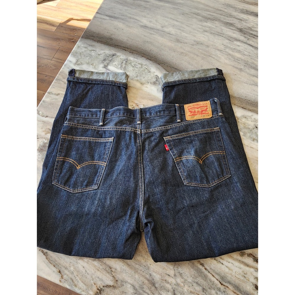 Levis 514 Straight Leg Jeans Mens 38x30 Dark Wash Blue Denim 100% Cotton